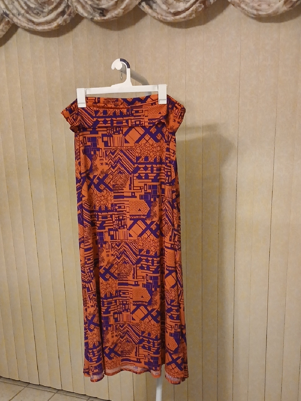 LuLaRoe Orange and Purple Geometric Maxi Skirt